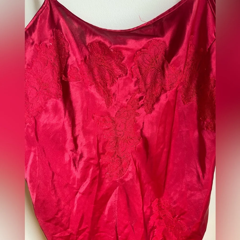 Natori Red Slip Satin Slip Dress Size Large